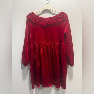 H&M Holiday Collared Velour Red Dress